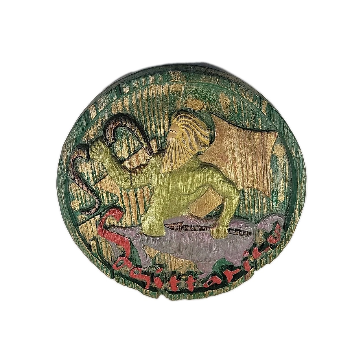 Vintage SAGITTARIUS Wall Plaque Astrology Zodiac Wall Plaque Plaster 70’s 