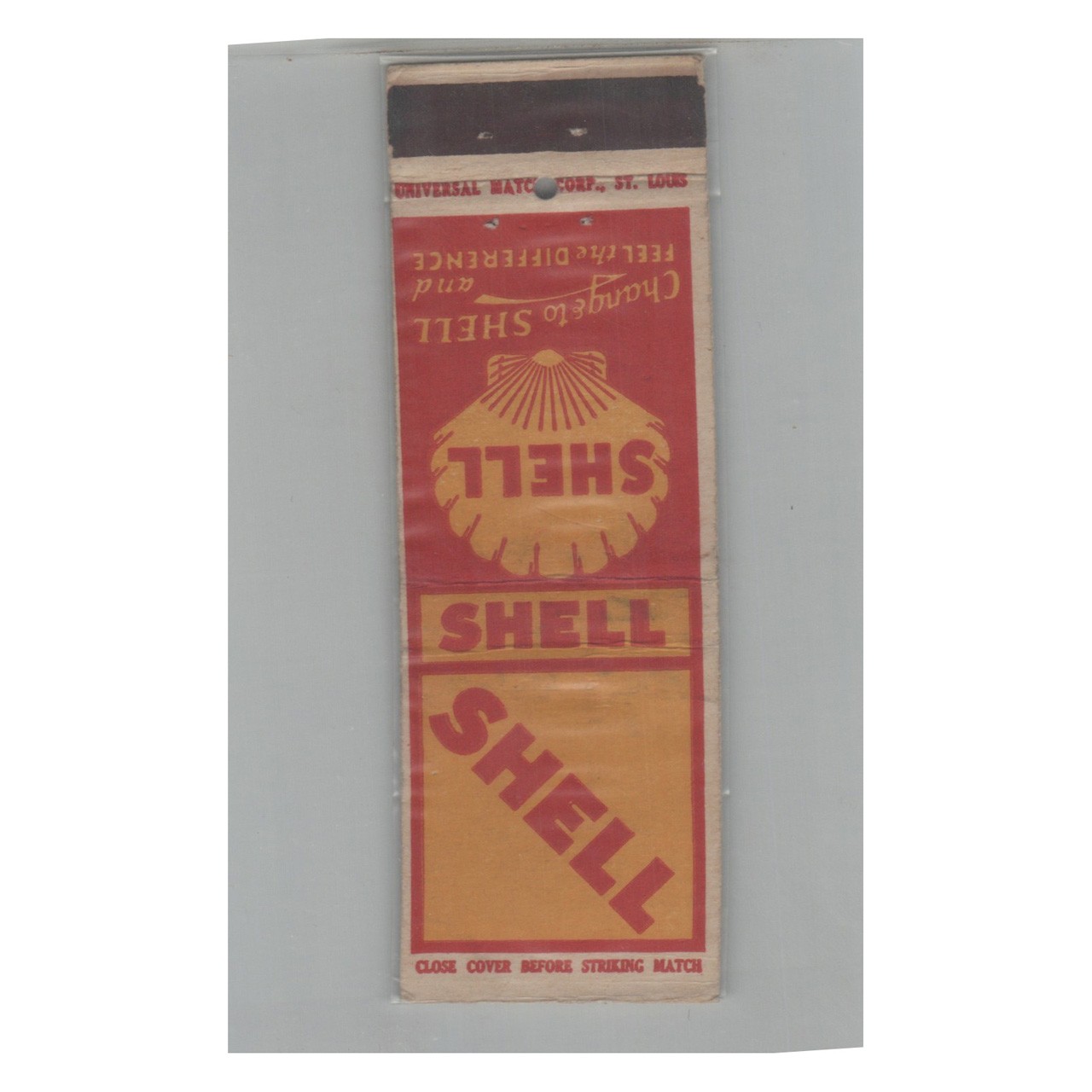 1920s-1930s Universal Match Matchbook Cover Shell Gasoline