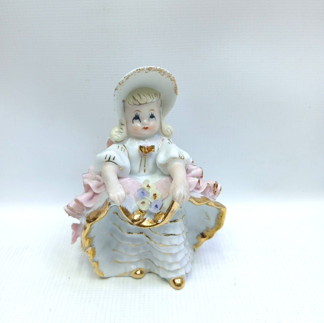 Vintage 1950s Geo Z LEFTON'S Porcelain Bloomer Girl KW 1698 Figurine 4