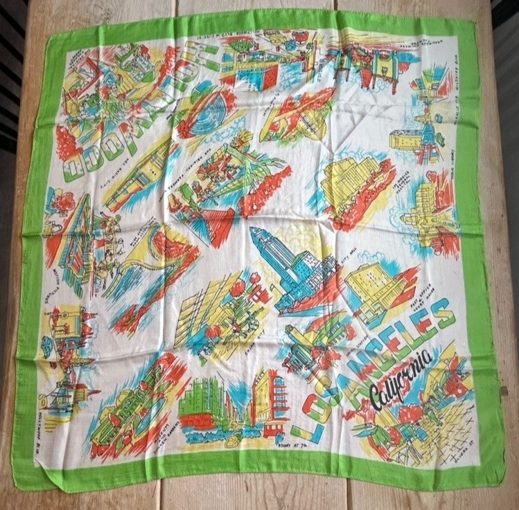 Vintage Los Angeles Hollywood Scarf with Historic locations Translucent 33