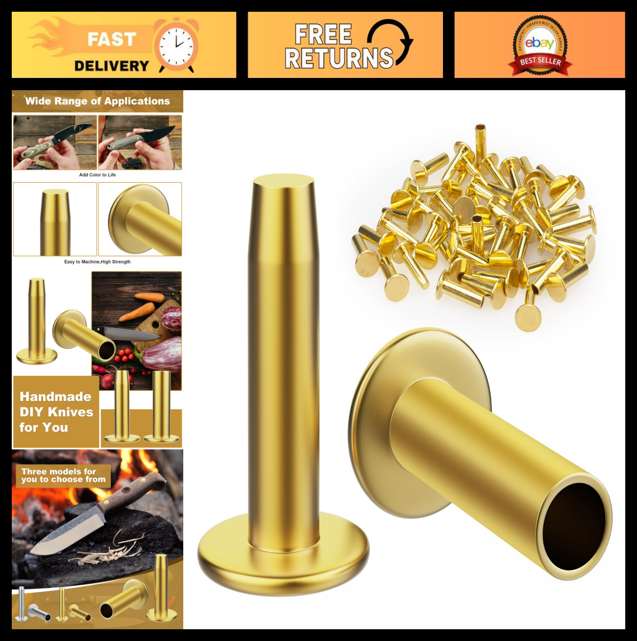 Knife Making Handle Pins Brass Rivets 5/16\