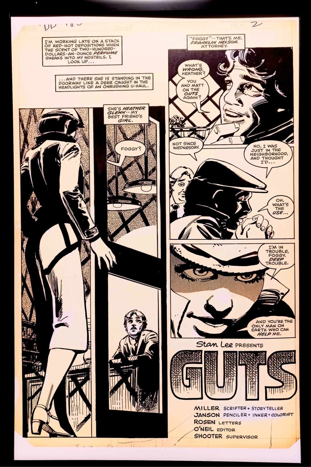 Daredevil #184 pg. 2 by Frank Miller 11x17 FRAMED Original Art Poster Print