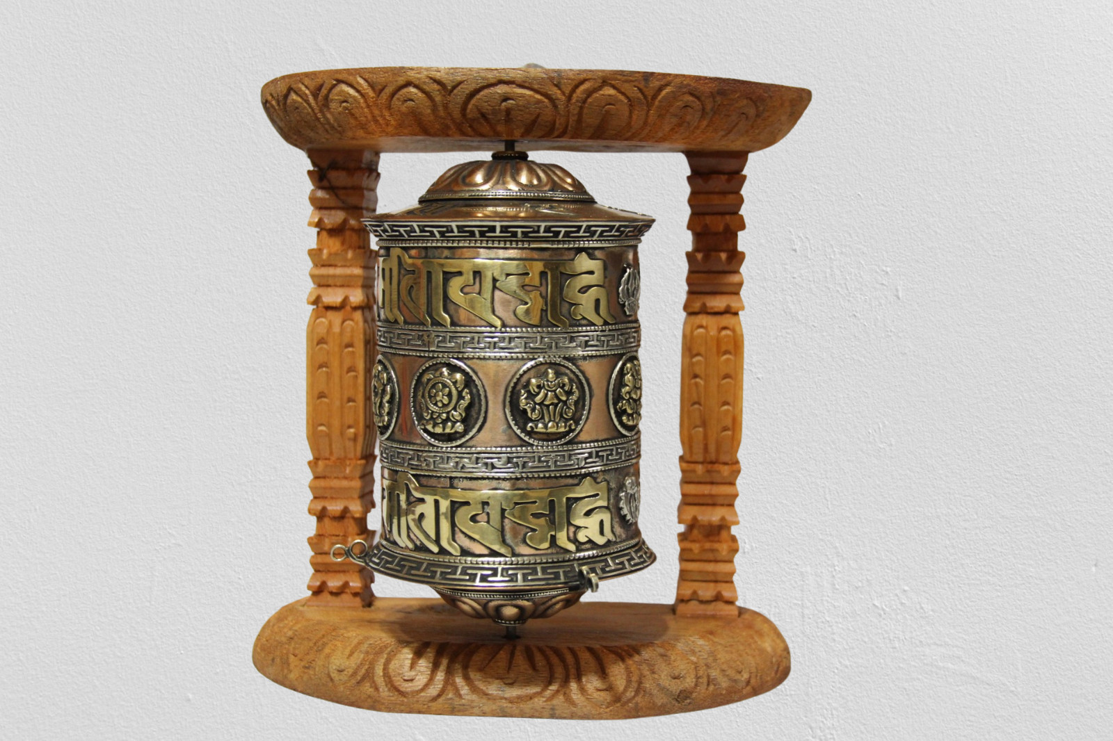 Tibetan Buddhist Handcrafted Spinning Prayer Wheel for Wall Hanging~Nepal WO-525