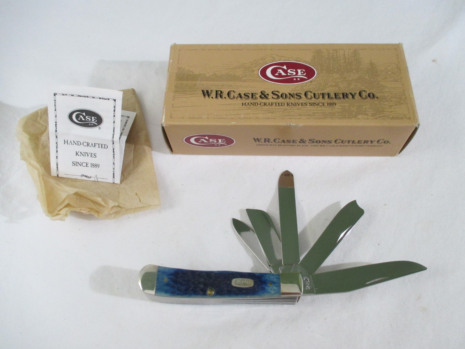 Case XX 1996 Blue Bone Jigged 5 Blade Trapper Beast 6554 SS, Item 01617