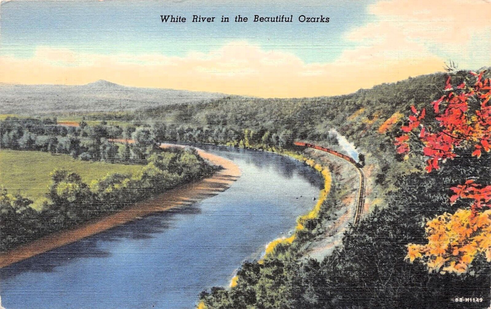 Monett, MO Missouri Train Railroad White River Ozarks Vtg Postcard D10