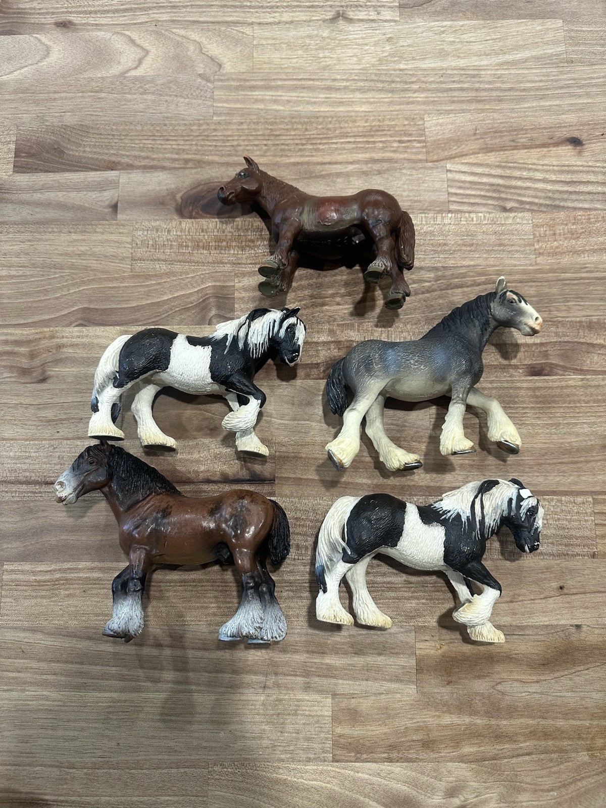 Schleich Lot Of 5 Draft Horses Friesian Shire Clydesdale Tinker Ardennes