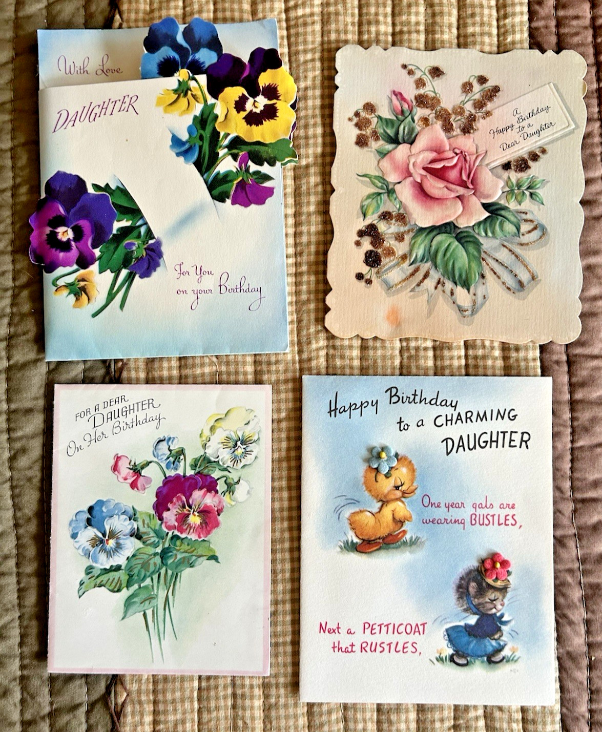 4 Vintage 1940s Daughter Birthday cards, Norcross, Gibson, RustCraft, Hallmark 4 Vintage 1940s Daughter Birthday cards, Norcross, Gibson, RustCraft, Hallmark
