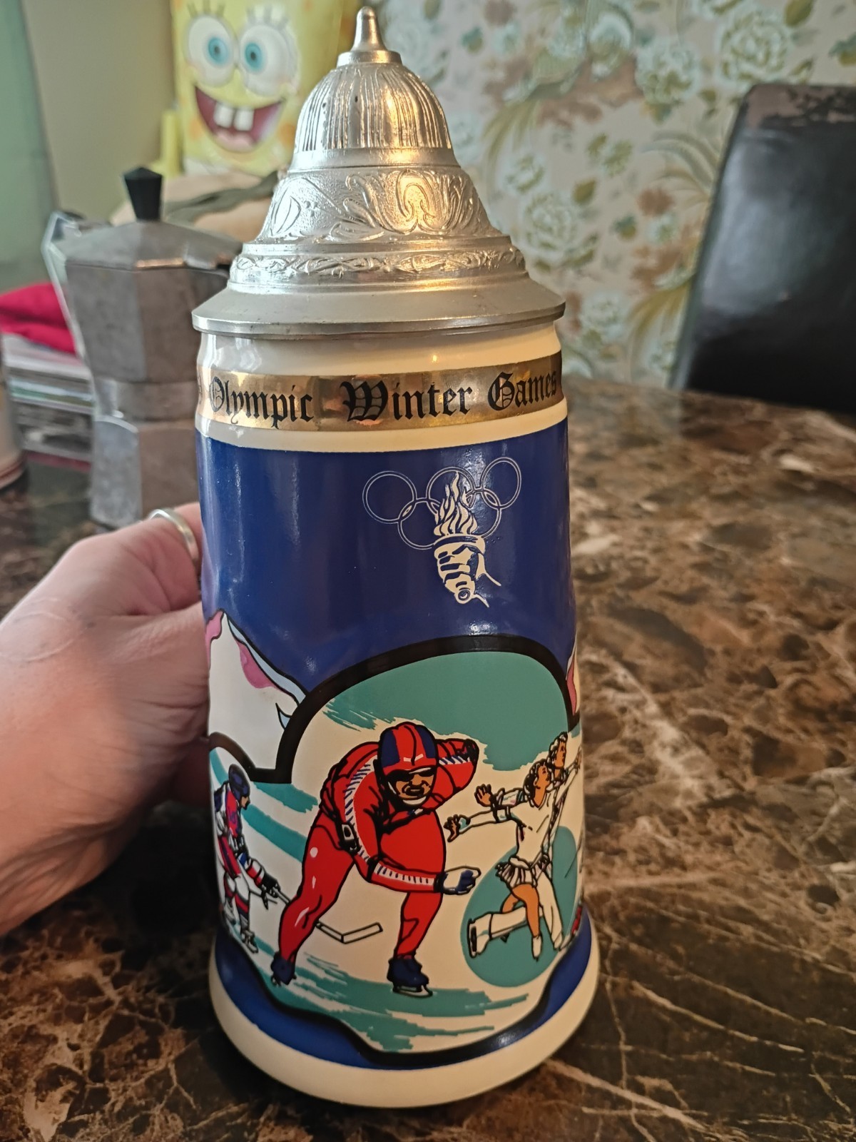 Rare 1988 Calgary Winter Olympics Stein Maders Tower Gallery Limited Ed #535 USA