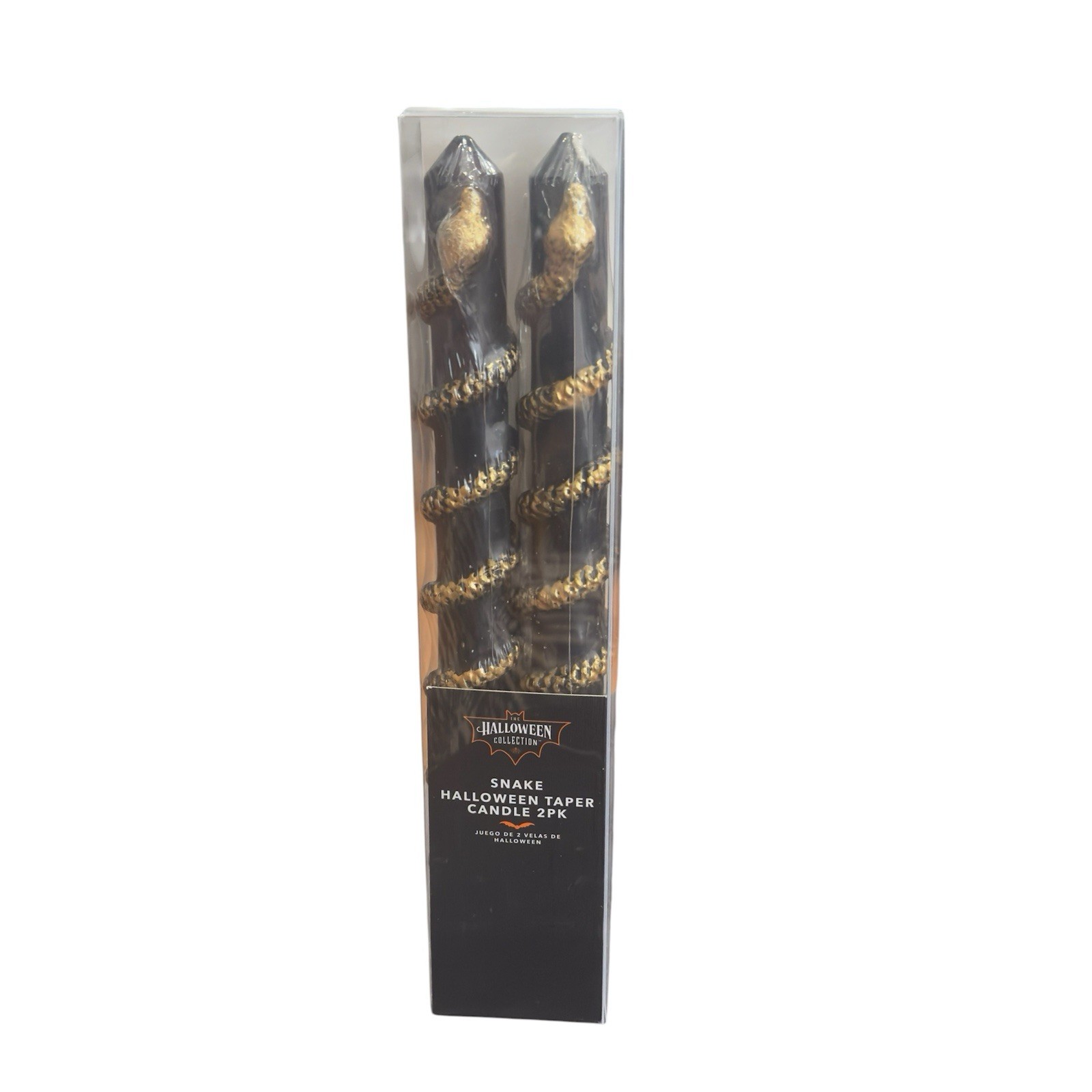Gold Snake Black Halloween Taper Candles Set of 2 New In Box