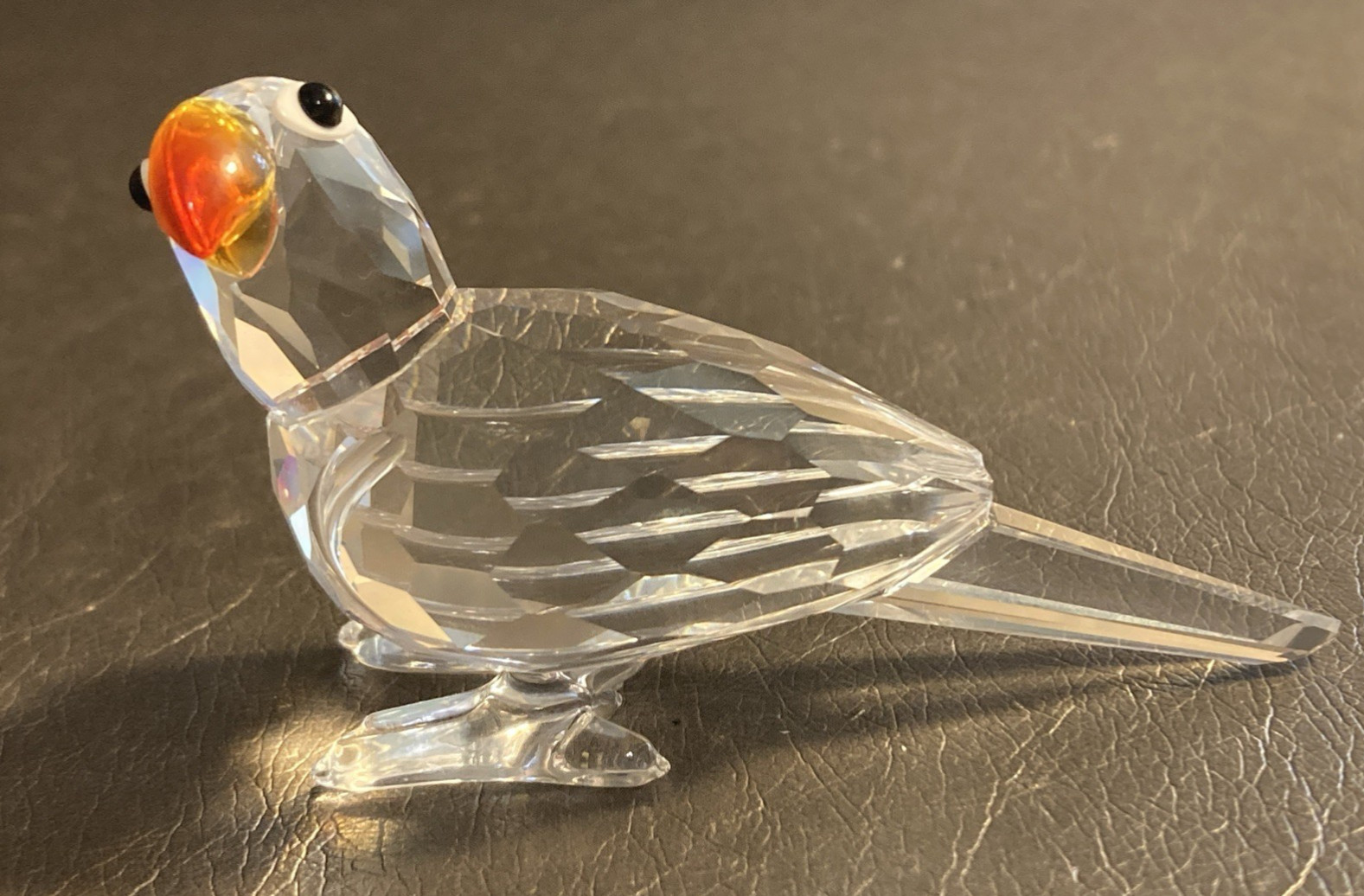 Swarovski Crystal Feathered Beauties PARROT - Fire Opal Beak Retired