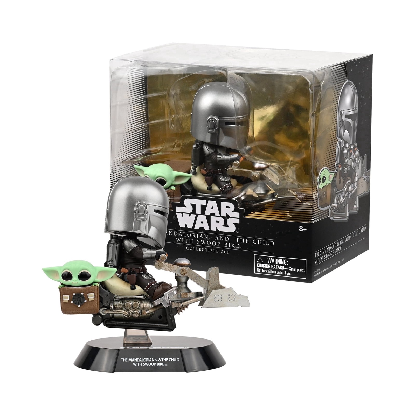 YuMe Star Wars The Mandalorian and Grogu with Swoop Bike Cosbaby Bobble-Head