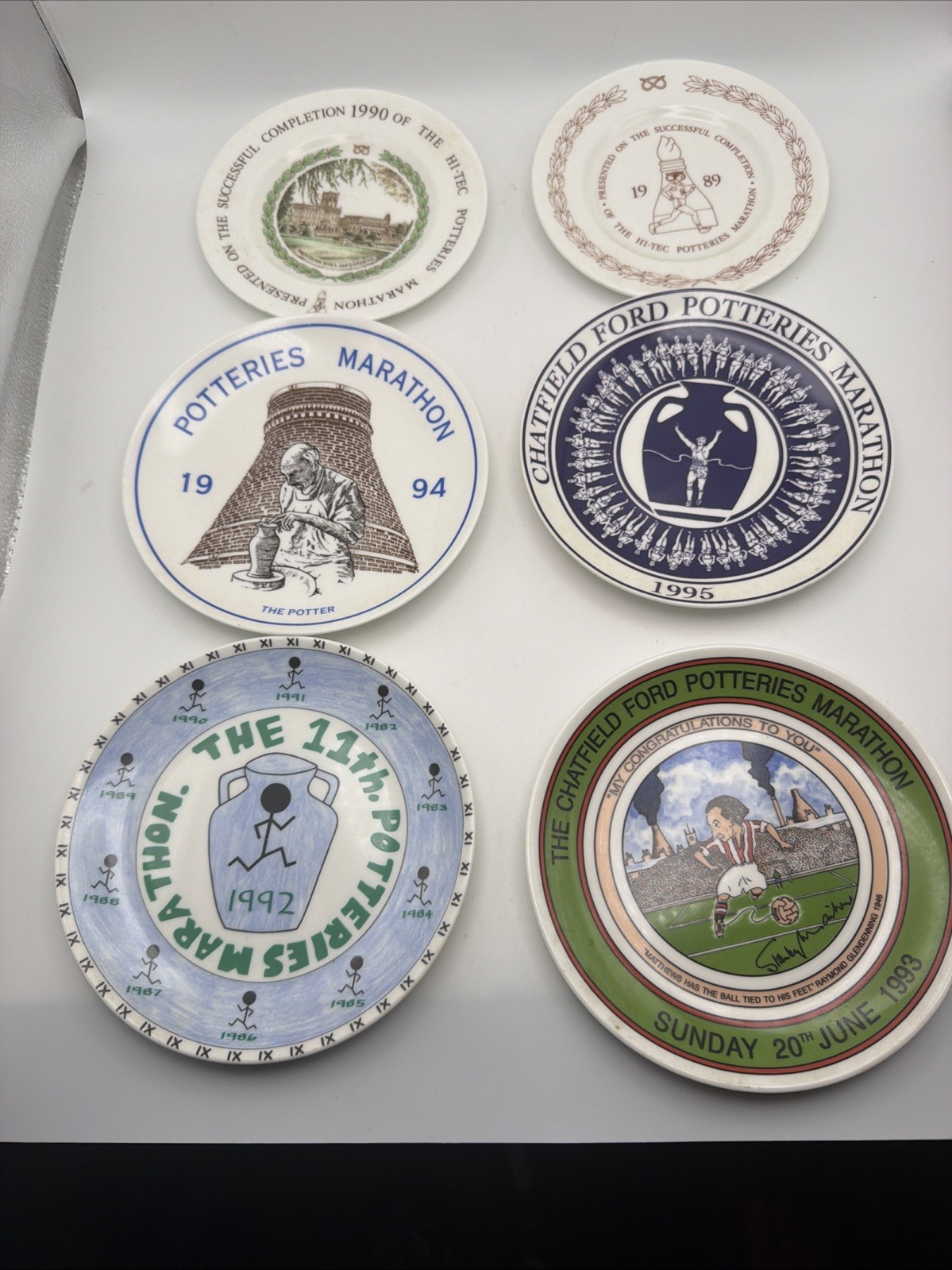 Wedgwood Bone China Potteries Marathon Commemorative Plates Lot of 6