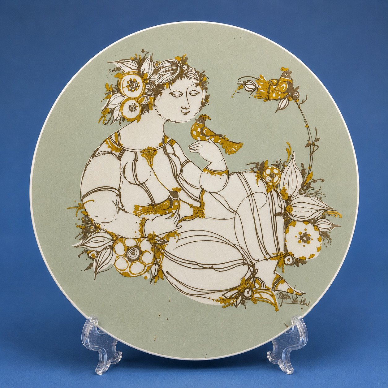 Bjorn Wiinblad Rosenthal semiramis Scandinavian Porcelain Large Plate. 13\