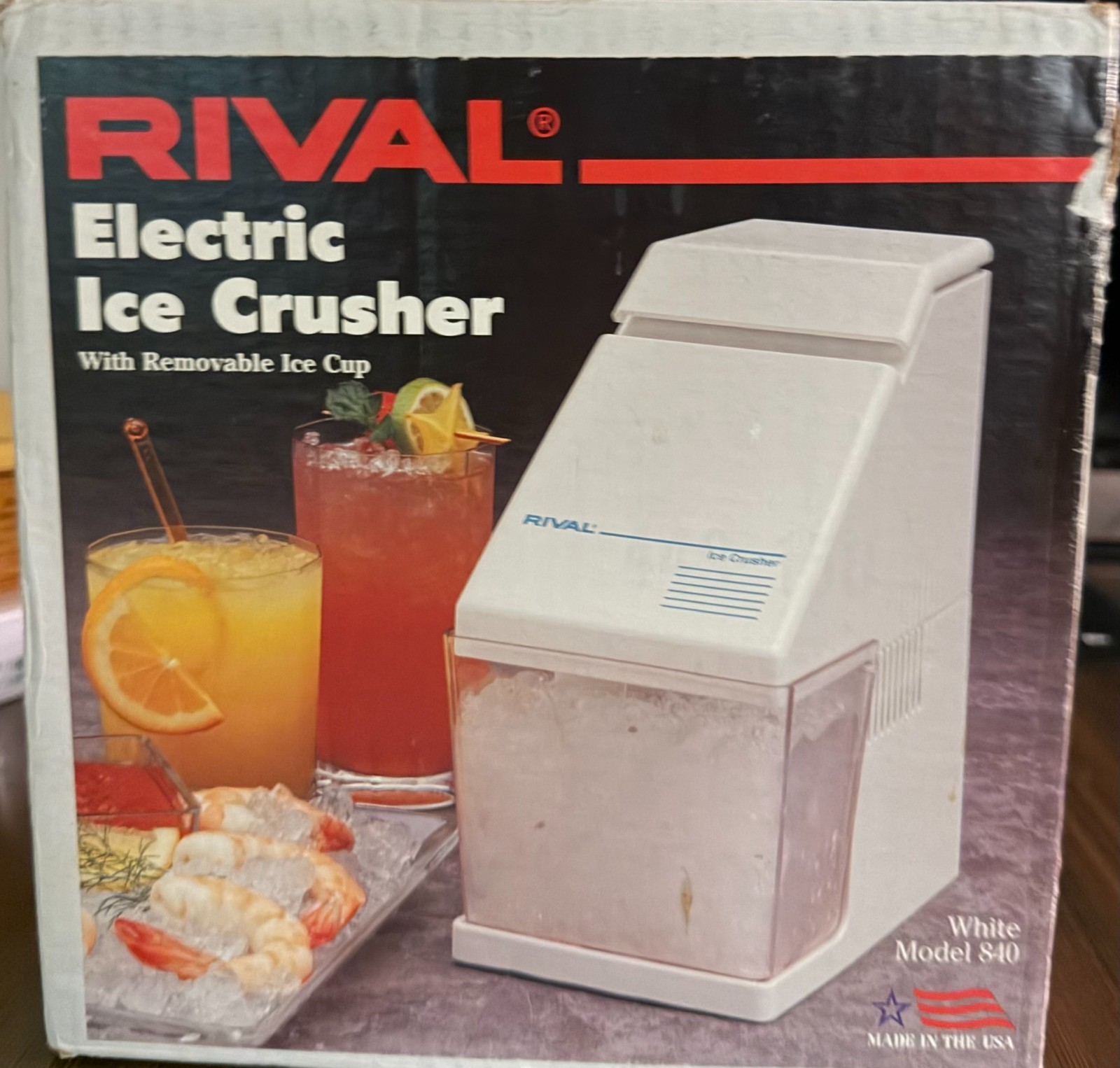 Vintage Rival Electric Ice Crusher Model 840 White Countertop Barware Made in US