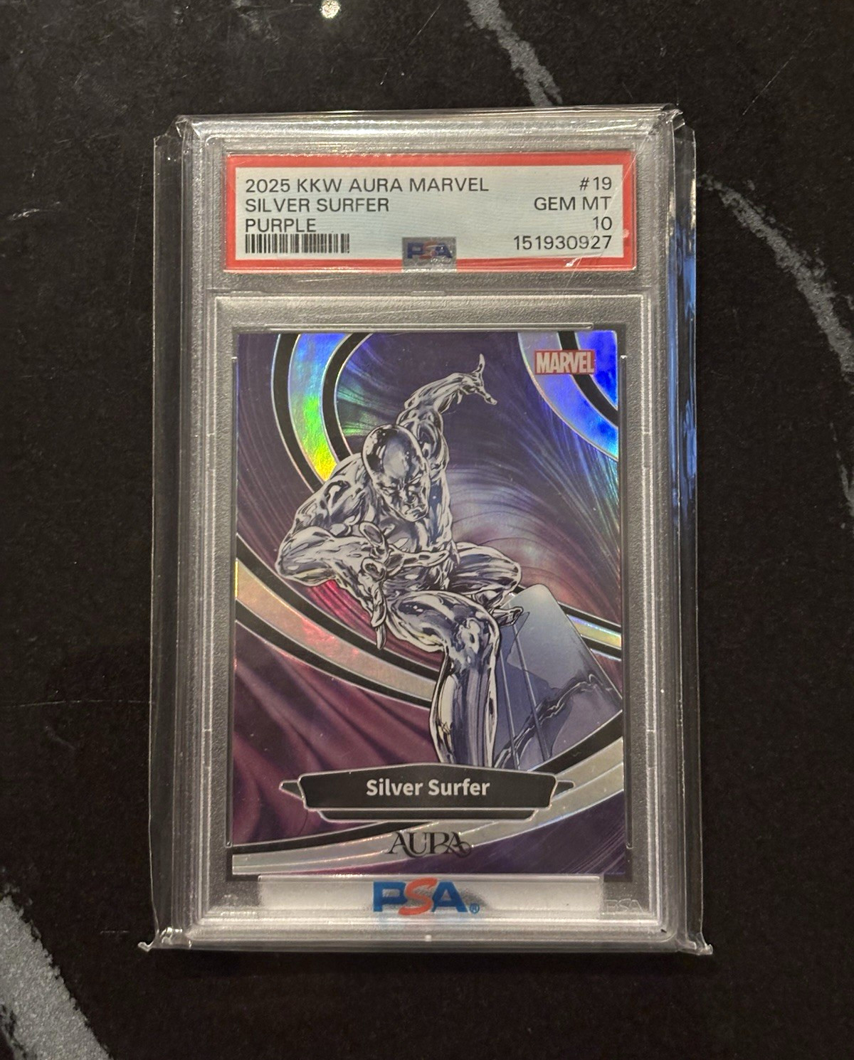 Marvel AURA Silver Surfer Card #AM-IP-19 PSA Slabbed Serial #37/45