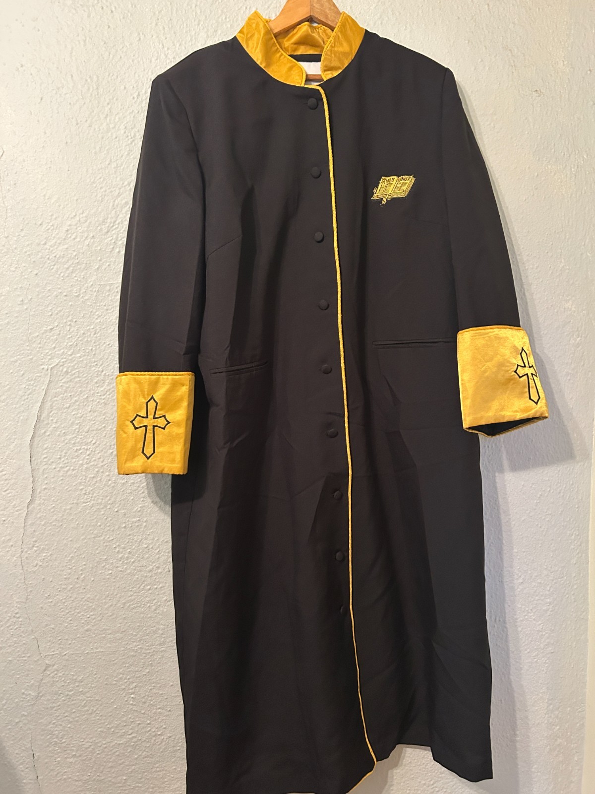Regal Robes Womens Plus Sz 22W Cassock Black Clergy Robe Vestment Satin Trim