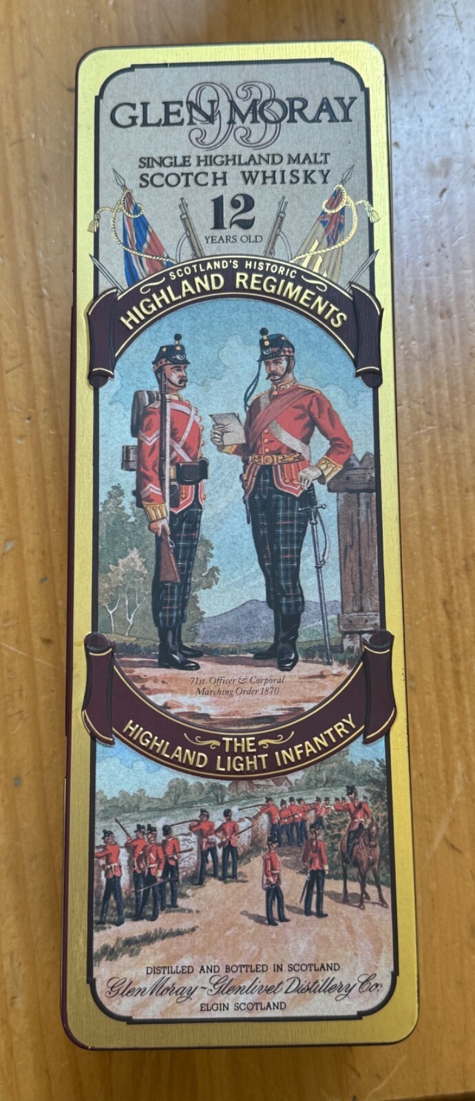 ENDS SOON-Vintage Glen Moray Scotch Whisky Tin Highland Light Infantry + Insert