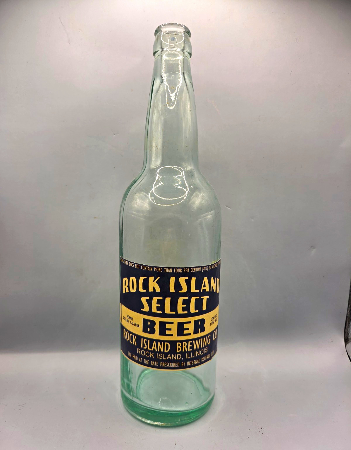 Rock Island Select Beer IRTP 1 Pint 8oz Clear Glass. Rock Island Brewing Company