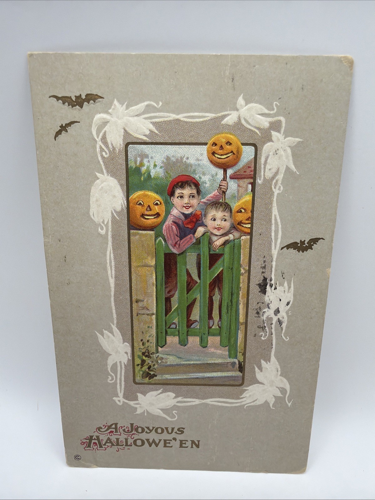 Vintage Embossed Halloween Postcard Children Jack-o\'-Lantern 1900’s Vintage Embossed Halloween Postcard Children Jack-o\'-Lantern 1900’s