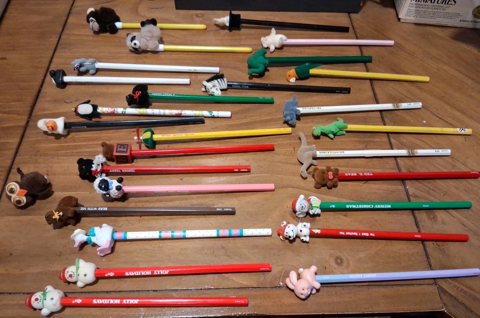 Vtg 80s 90s Novelty Pen Pencil Topper Lot Russ WT D56 Dinosaur Owl Raccoon 