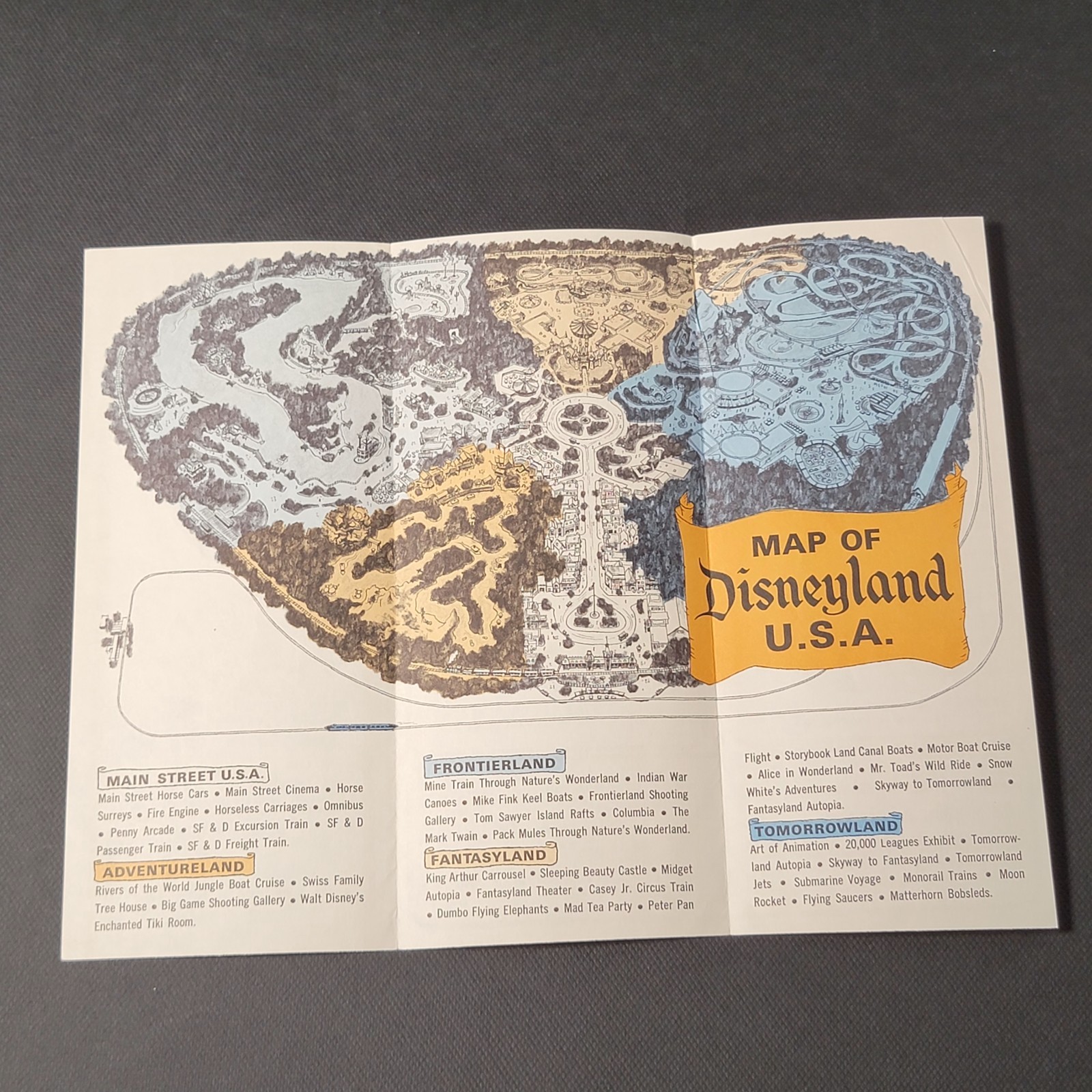 Vtg 1965 Welcome to Disneyland Foldout Park Flyer Map Information Tencennial PA
