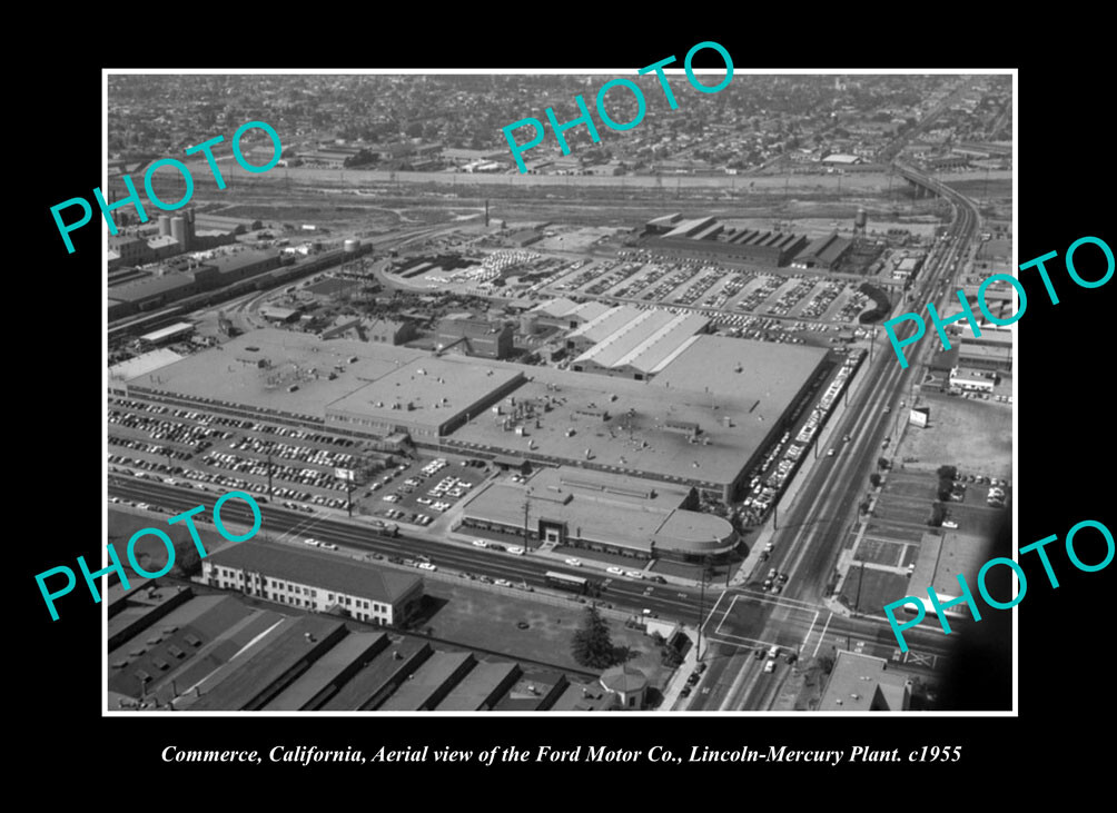 OLD POSTCARD SIZE PHOTO COMMERCE CALIFORNIA, THE FORD LINCOLN MOTOR Co c1955 2