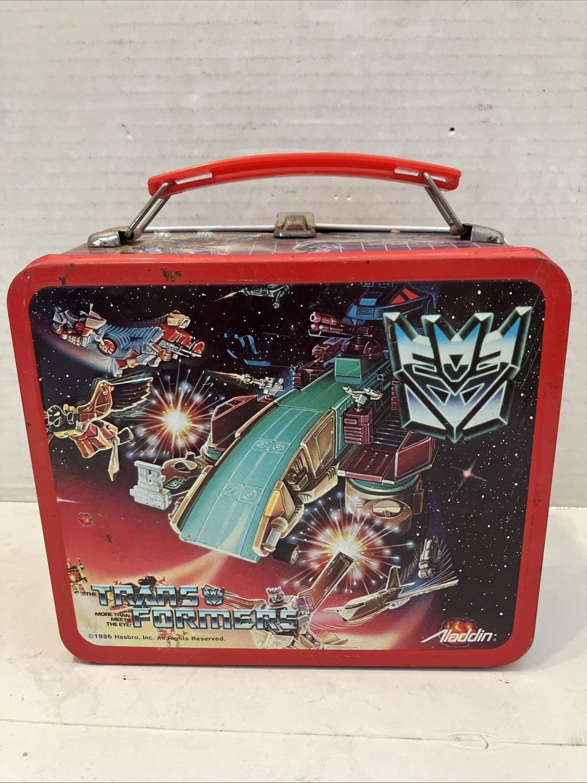 Vintage 1986 Transformers Metal Lunchbox No Thermos Aladdin Hasbro G1