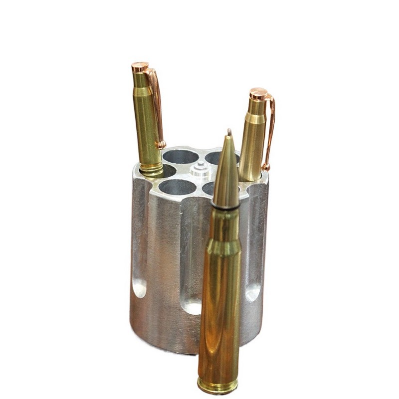 Caliber Gourmet CBG-1007 Revolver Cylinder Pen Holder - Silver