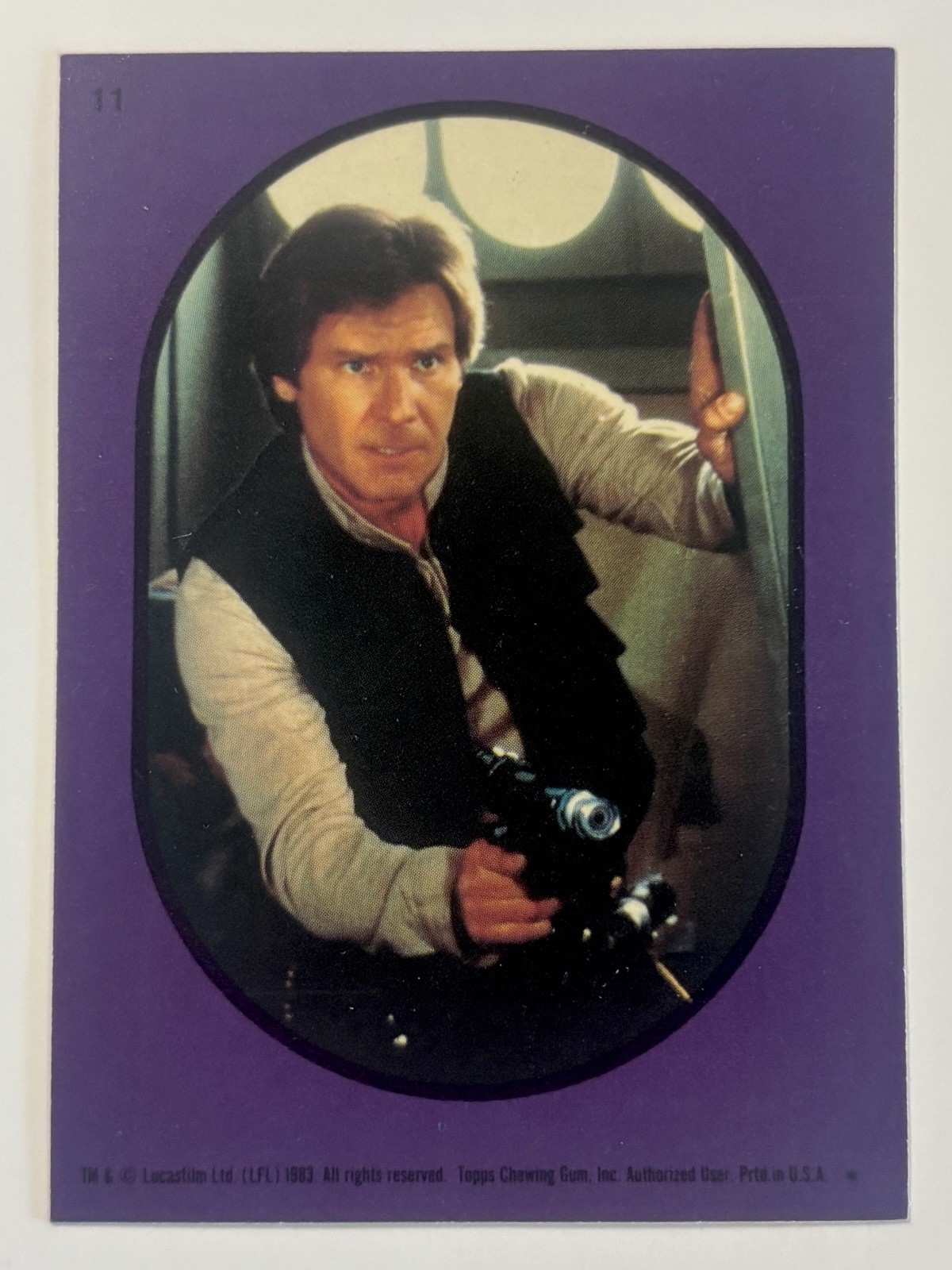 1983 Topps Star Wars: Return of the Jedi Stickers #11 Han Solo RARE ERROR UNCUT