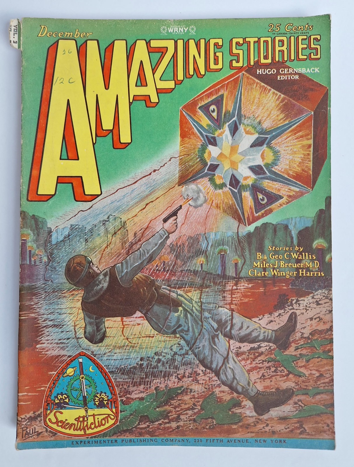 Amazing Stories December 1928 Vol 3 #9 Paul Star Cube Williamson Metal Man Pulp