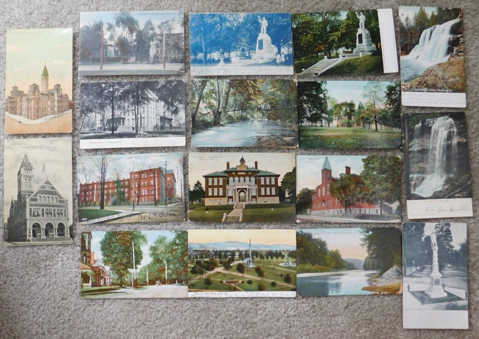 Pennsylvania PA Mixed Lot of 17 Antique Postcards 1900-1920 Early 20th Century