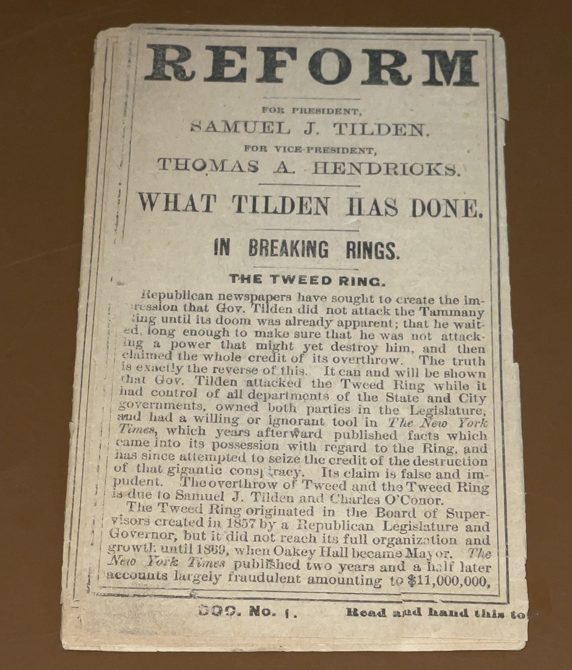1876 President Election What Samuel Tilden Has Done Reform Campaign Pamphlet