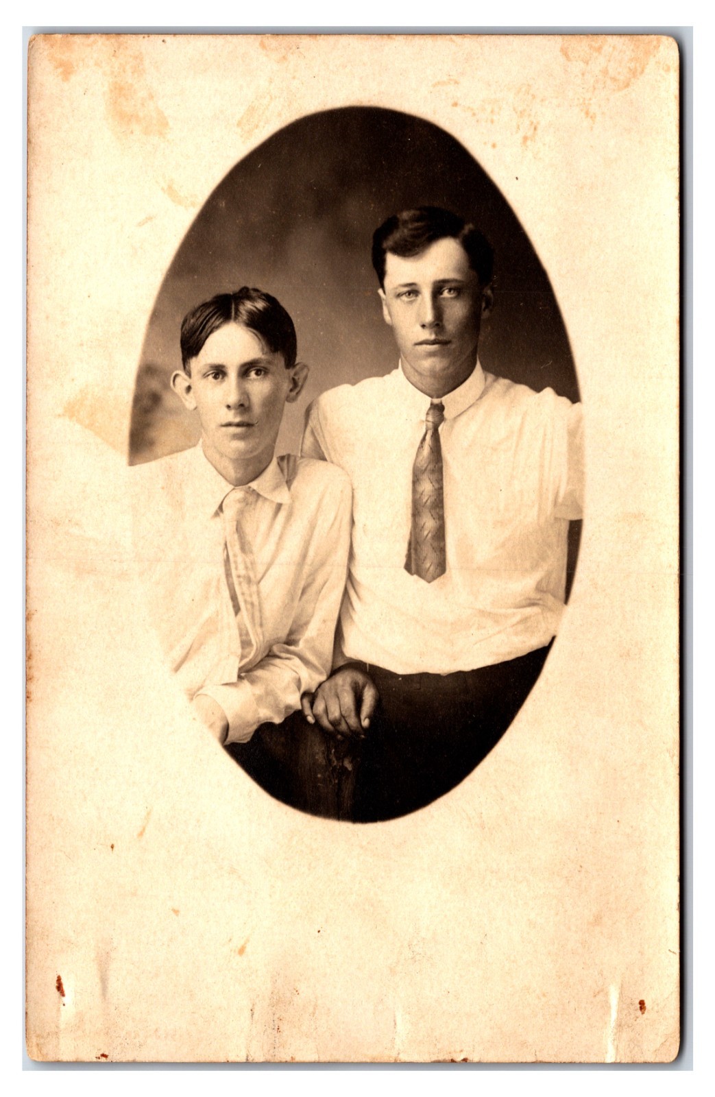 Early 1910s RPPC Brothers Posing Postcard (UnPosted) Real Photo Postcard *Named*
