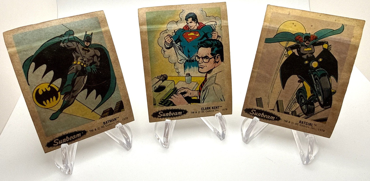 1978 SUNBEAM BREAD SUPER HERO Lot - Superman, Batman and Batgirl - Rare