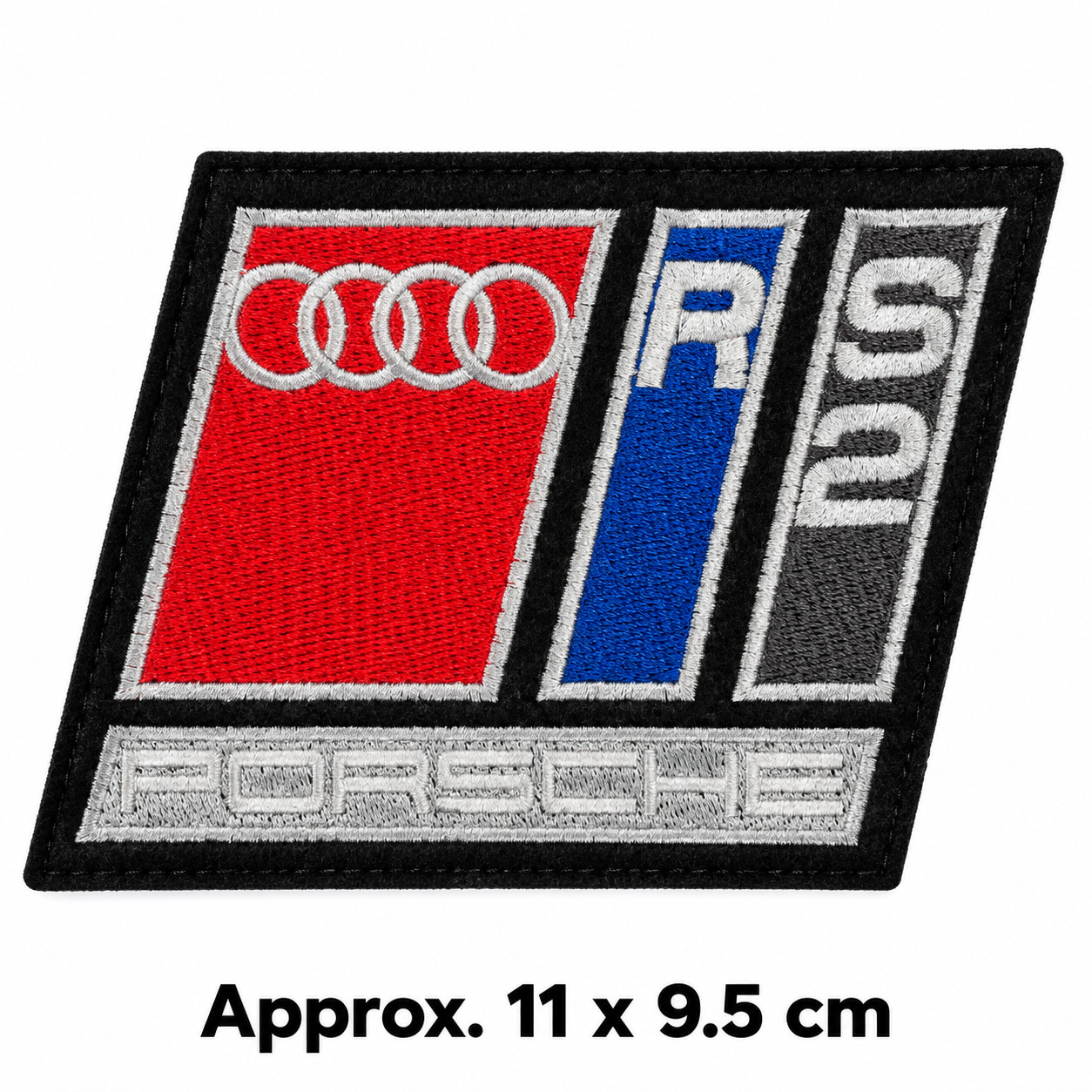 Audi RS2 Avant Porsche Logo Embroidered Sew On Felt Patch Badge 11x9.5cm