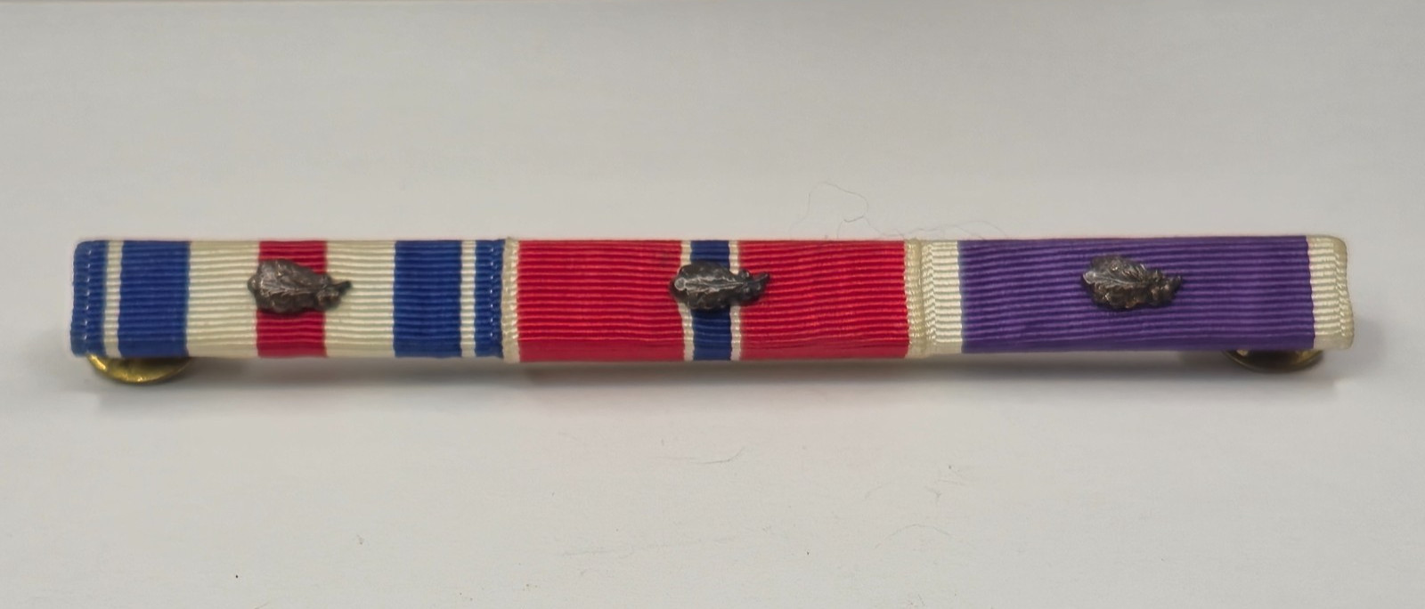 Silver Bronze Star Purple Heart Oak Leaf Cluster Ribbon Bar Lapel Pin Uniform