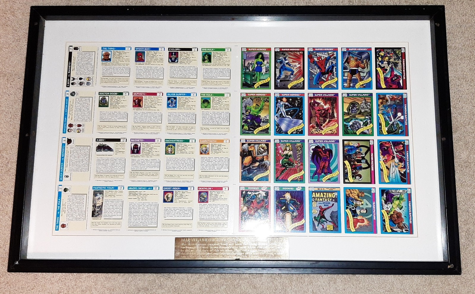 1990 Marvel Universe Series I Uncut Promo Press Sheet Of 40 Cards