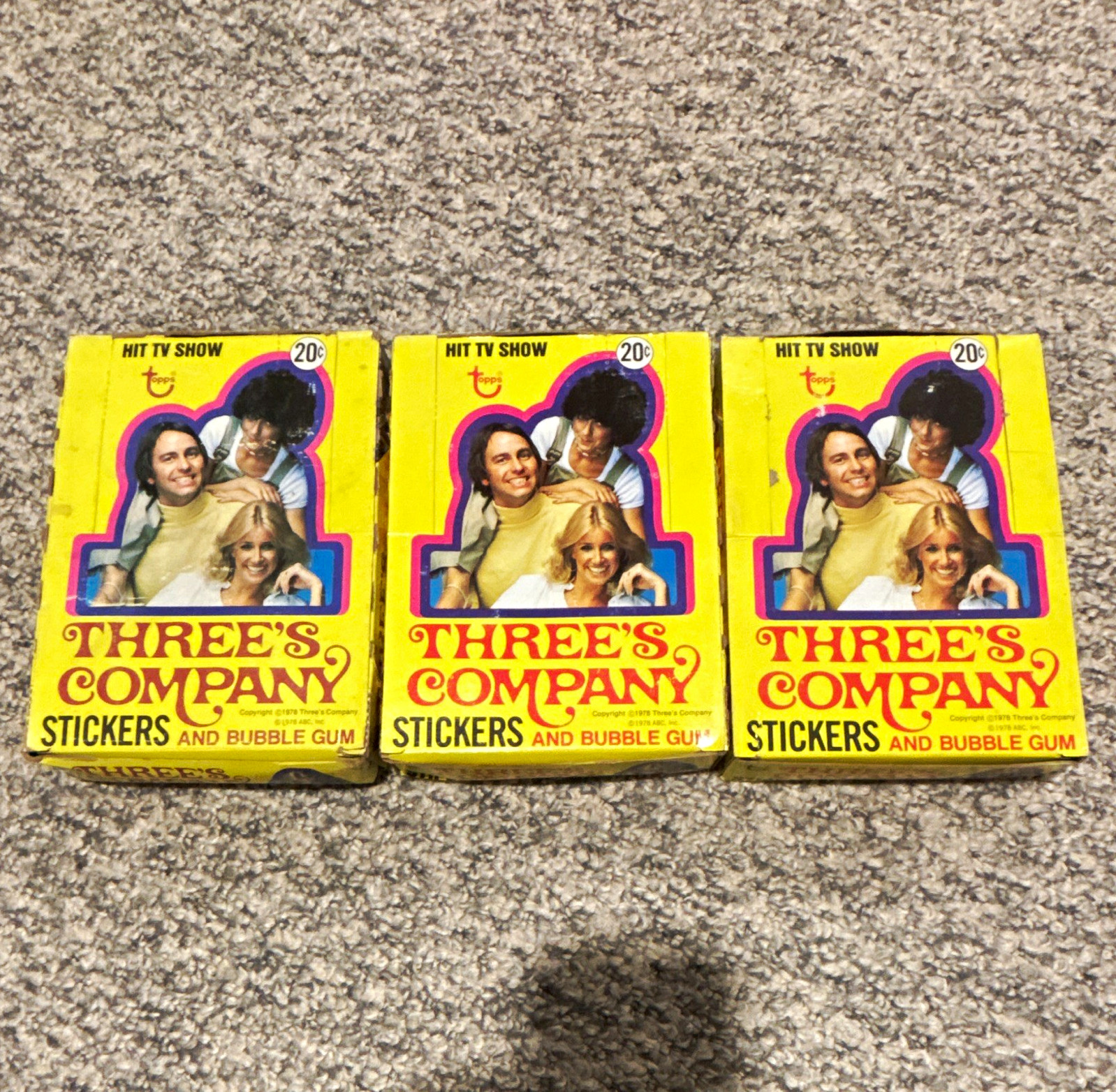 Topps 1978 Three\'s Company TV Photos Sealed 36 Sticker Packs w/ Gum, 3 Boxes