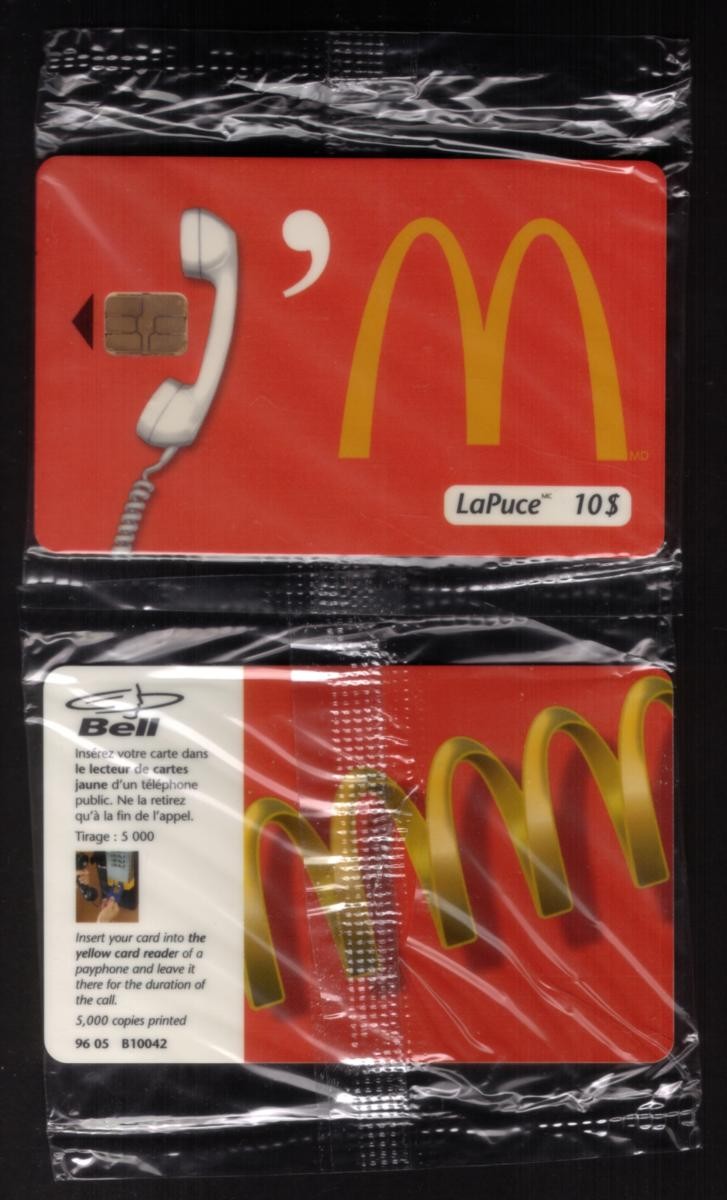 $10. McDonald's Restaurants SEALED Phone Card