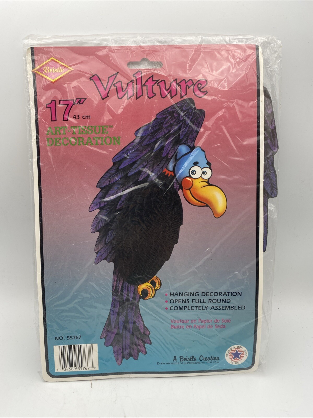 Vintage Beistle 17\' Halloween Vulture Honeycomb Decoration 1993 Unopened B7