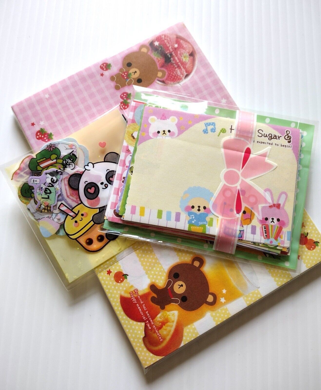 Kawaii Stationery 100 Mixed Memo Sheets Grab Bag + Free 20 Sticker Flakes