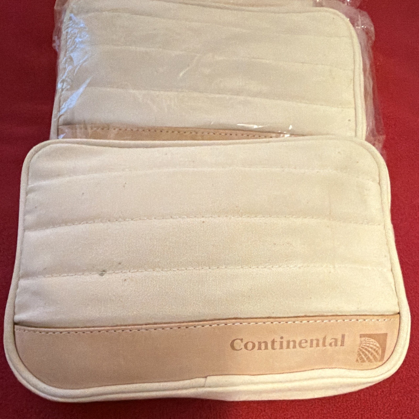 Vintage 2000s Continental Airlines Amenity Kit Cream Tan BusinessFirst - sealed