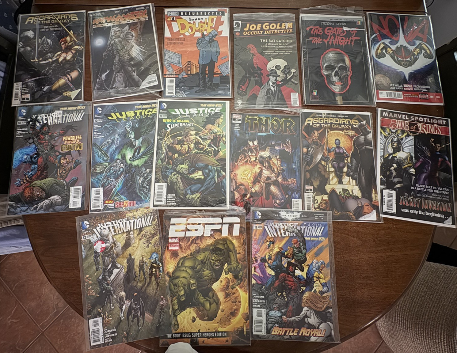15 Pc Comic Book Lot: Action Comics, Justic League, Thor, Asgardians, Joe Golem