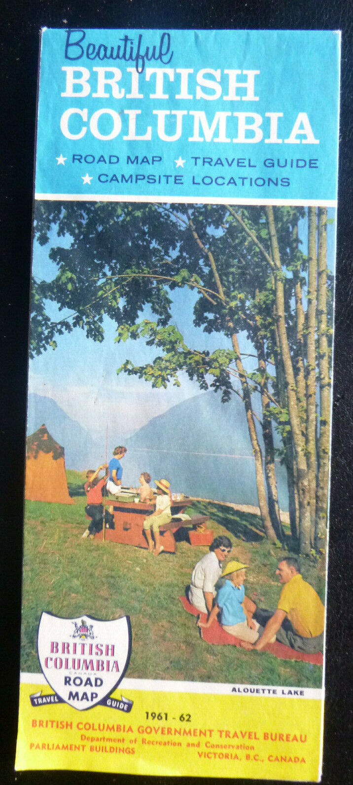 1961 1962 British Columbia official province road map highway Canada campground