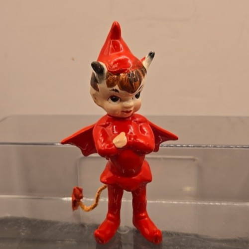 Vintage 1950 Ceramic Devil Satan Pixi Figurine Mid Century Decor Rare 6\ Vintage 1950 Ceramic Devil Satan Pixi Figurine Mid Century Decor Rare 6\