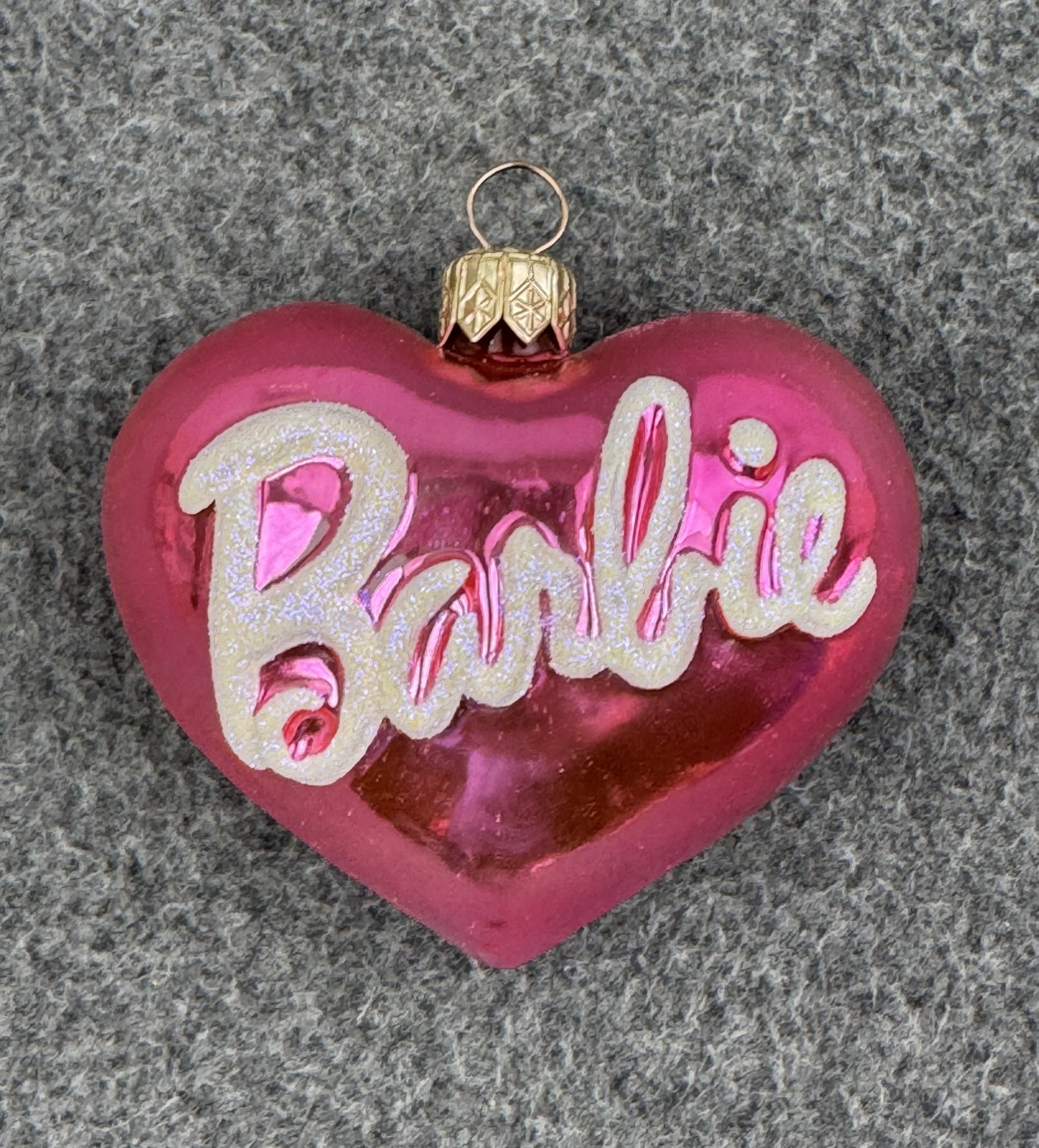 Vintage 1998 Christopher Radko BARBIE Holiday Glass Ornament Pink Heart Only