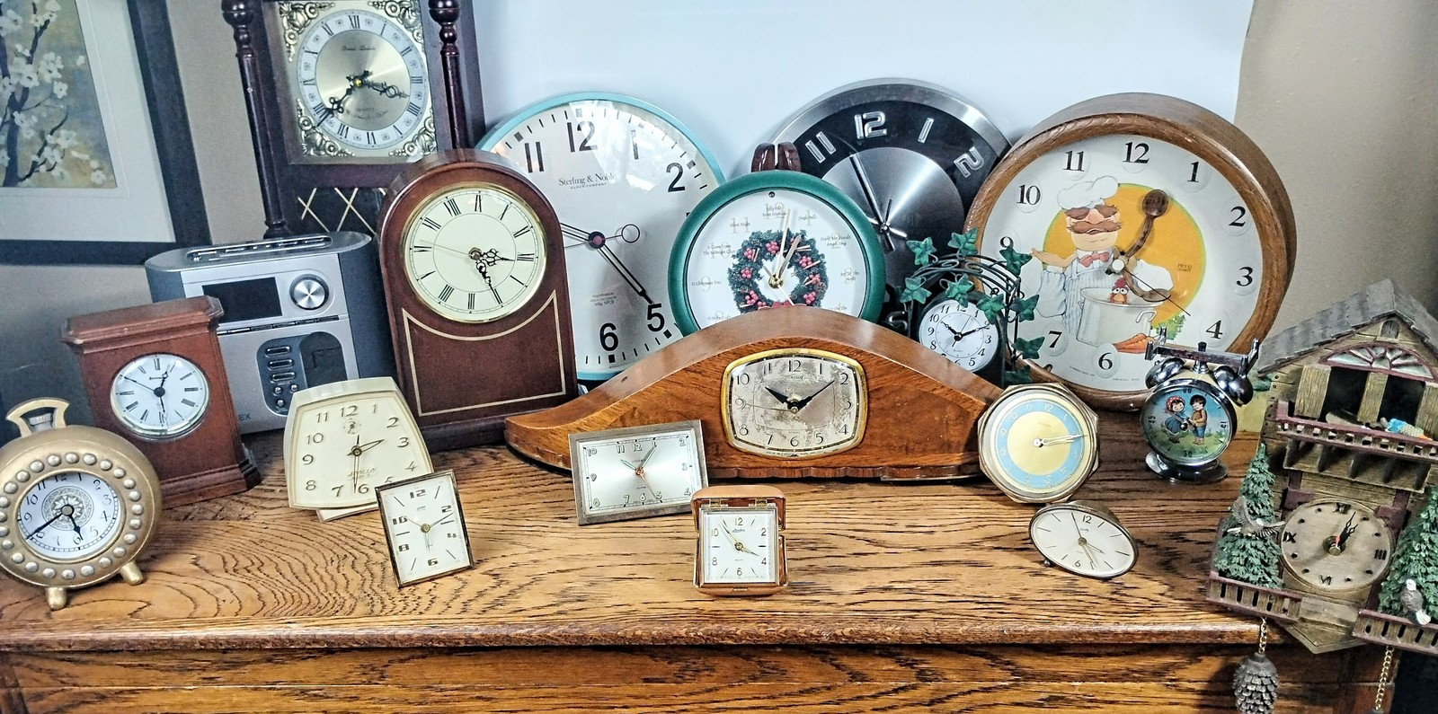 Mixed Vintage Clock Lot 19 Pc Linden Ingraham Timex Muppets Brady Sterling Noble