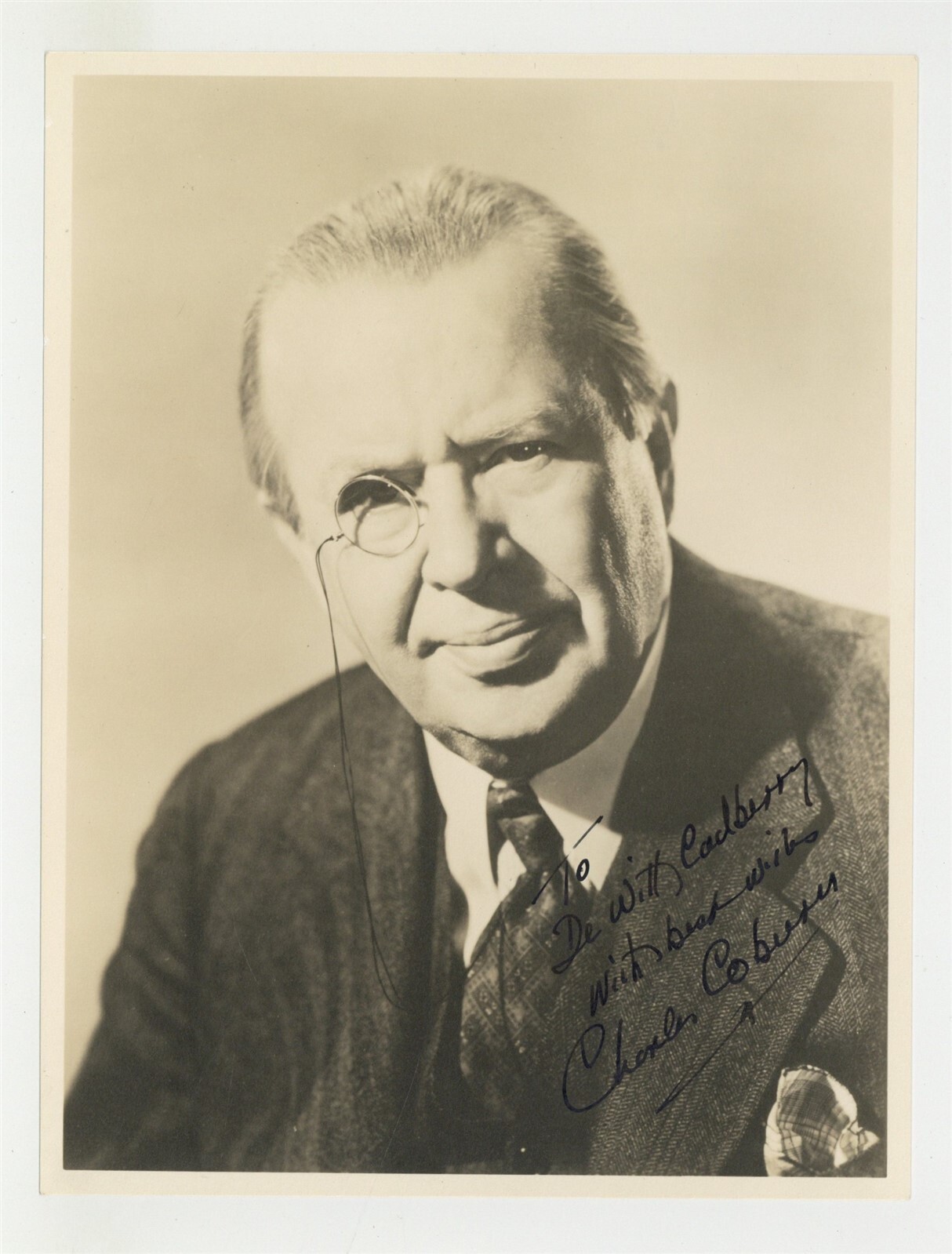 Charles Coburn 1948 Signed Inscription Photo 8x6 Academy Award Actor Portrait 