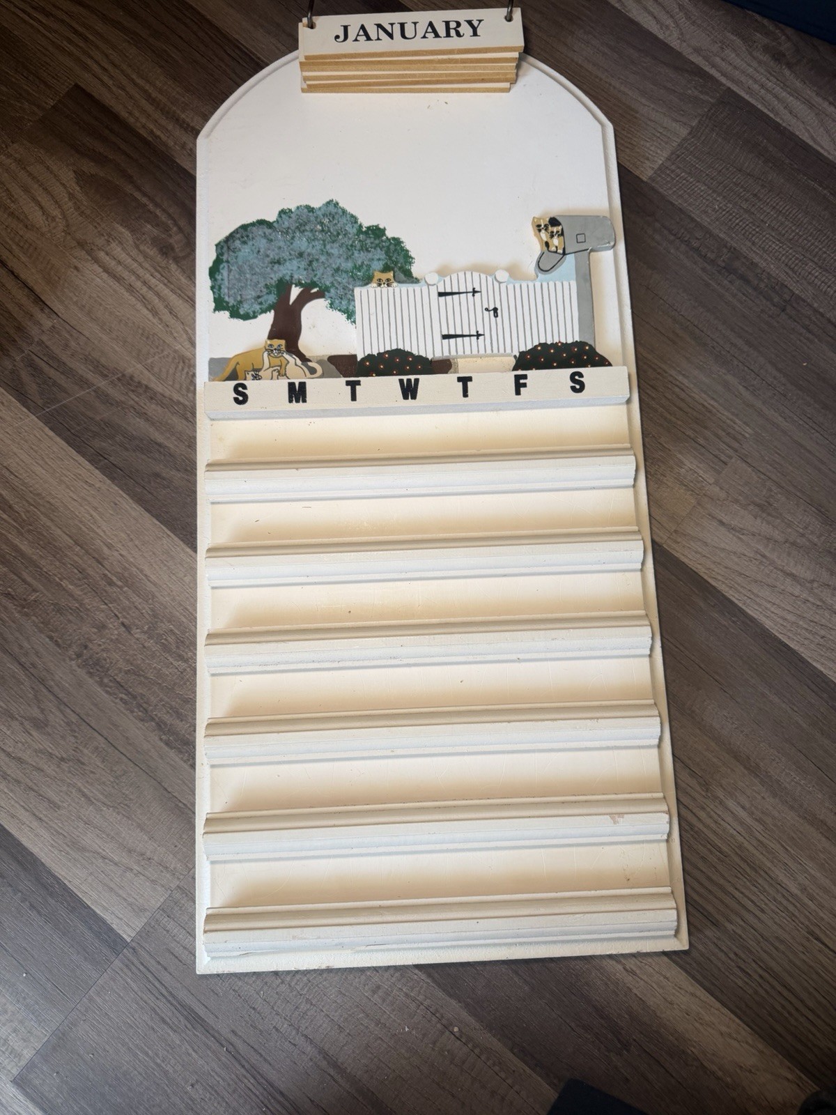 Vintage Perpetual Calender Wooden Wall Hanging Home Decor CATS