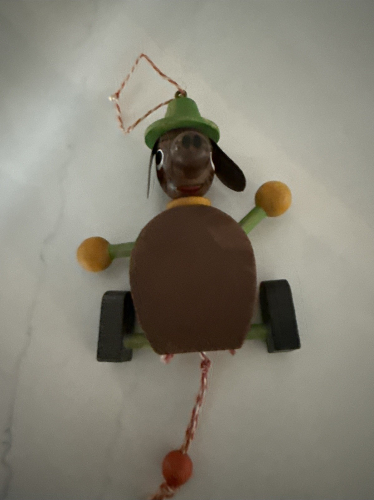 Vintage Wooden Jumping Jack Dog Ornament Hampelmann Pull String Dachshund Folk A